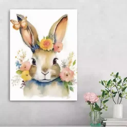 Floral Easter Bunny Canvas Art Print