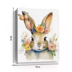 Floral Easter Bunny Canvas Art Print