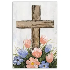 Floral Easter Cross Canvas Art Print