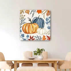 Floral Edge Pumpkins Canvas Wall Art