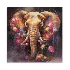 Floral Elephant Canvas Art Print