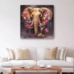 Floral Elephant Canvas Art Print