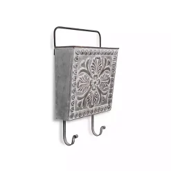 Floral Embossed Metal Wall Pocket