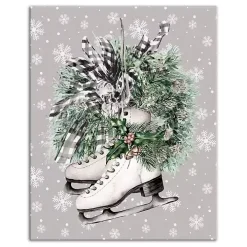 Floral Ice Skates Canvas Art Print