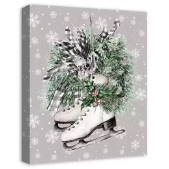 Floral Ice Skates Canvas Art Print