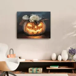 Floral Jack O Lantern Canvas Art Print, 24x30