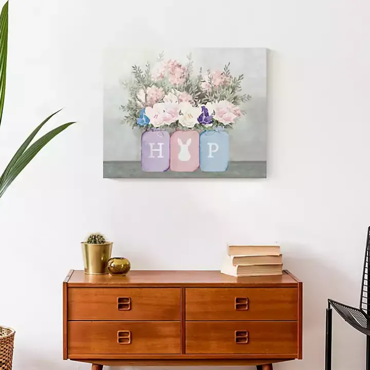 Floral Mason Jars Hop Canvas Art Print