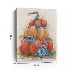 Floral Pumpkin Stack Canvas Art Print