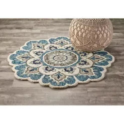 Floral Round Edged Area Rug, 6 ft.