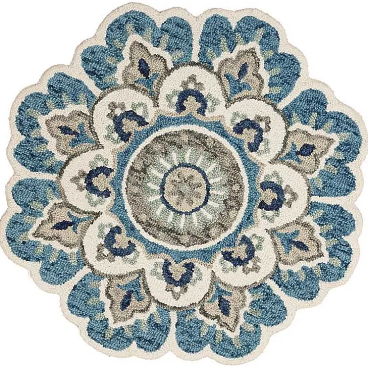 Floral Round Edged Area Rug, 6 ft.