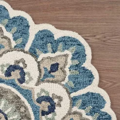 Floral Round Edged Area Rug, 6 ft.