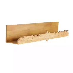 Floral Scroll Natural Wood Wall Shelf