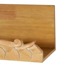 Floral Scroll Natural Wood Wall Shelf
