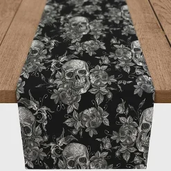Floral Skulls Halloween Table Runner