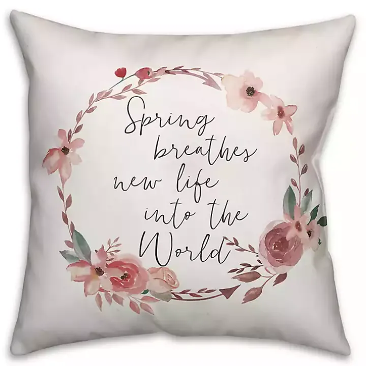 Floral Wreath Spring Pillow