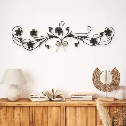 Flower Scroll Metal Wall Plaque