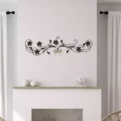 Flower Scroll Metal Wall Plaque