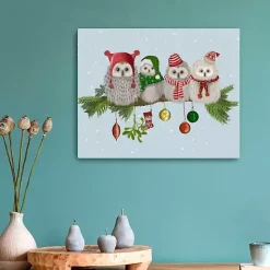 Fluffy Owls on Branch Canvas Art Print
