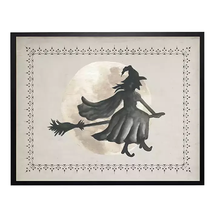 Flying Witch Framed Halloween Wall Art