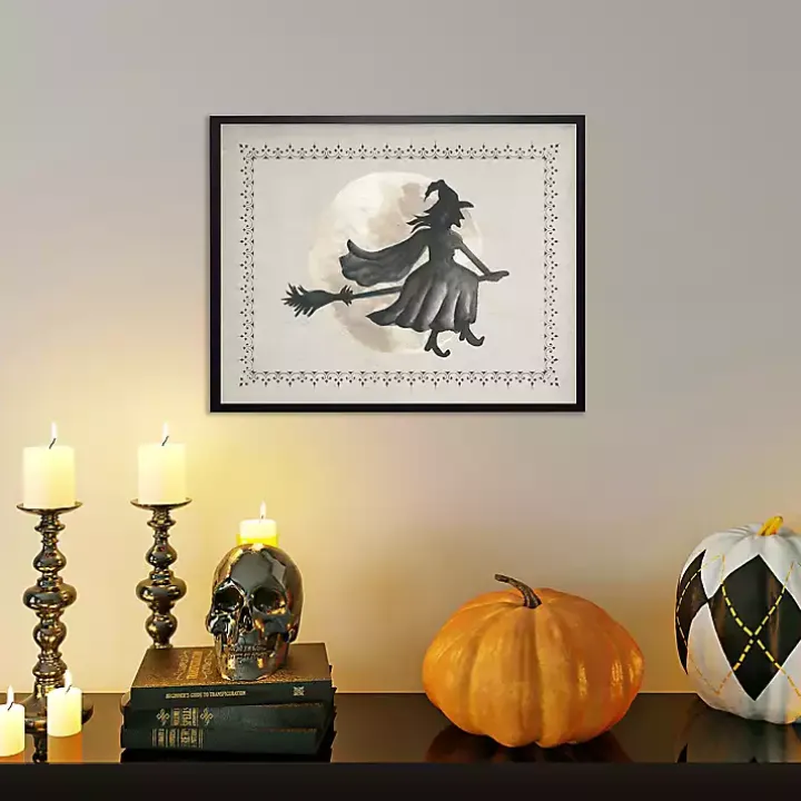 Flying Witch Framed Halloween Wall Art