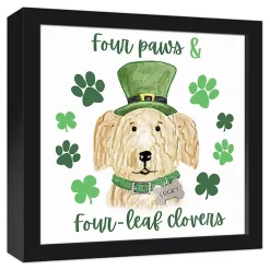 Four Paws and Clovers Framed Canvas Art Print