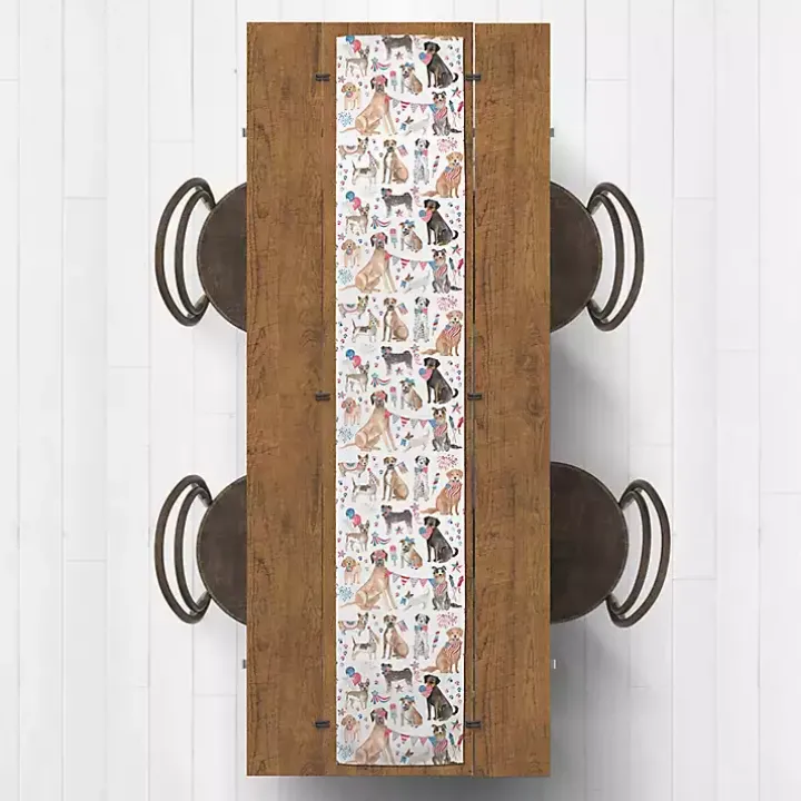 Fourth of July Patriotic Pups Table Runner, 72 in.