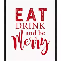 Framed Eat Drink Merry Christmas Canvas Art Print