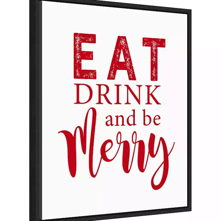 Framed Eat Drink Merry Christmas Canvas Art Print