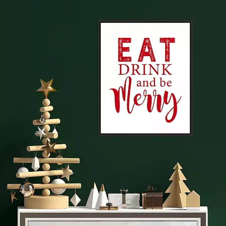 Framed Eat Drink Merry Christmas Canvas Art Print