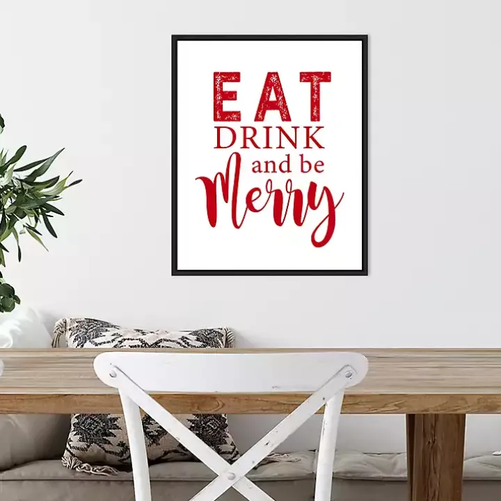 Framed Eat Drink Merry Christmas Canvas Art Print