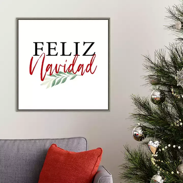 Framed Feliz Navidad Christmas Canvas Art Print