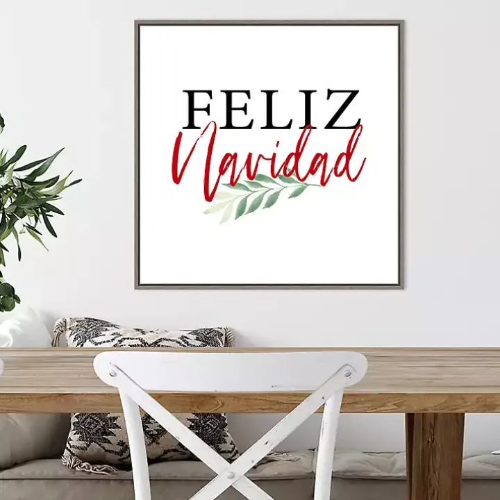Framed Feliz Navidad Christmas Canvas Art Print