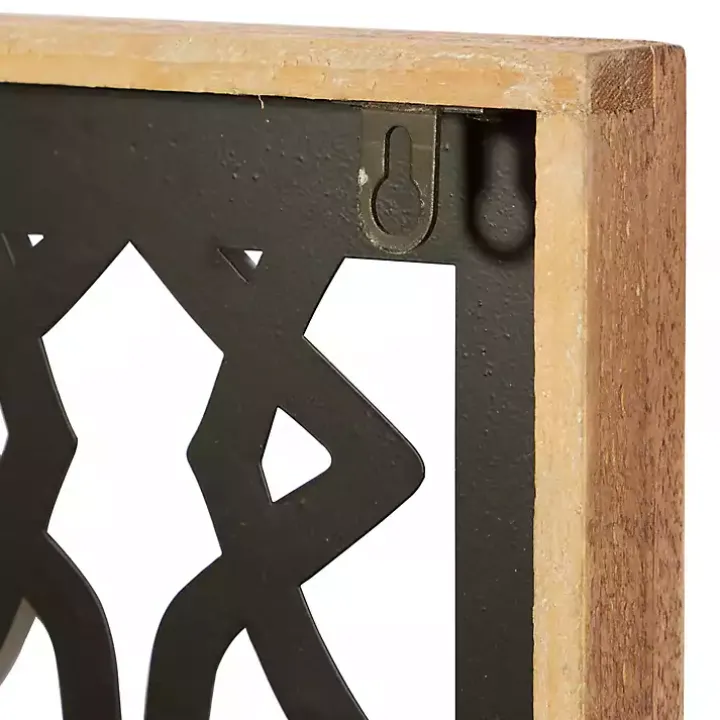 Framed Matte Black Metal Wall Plaques, Set of 4