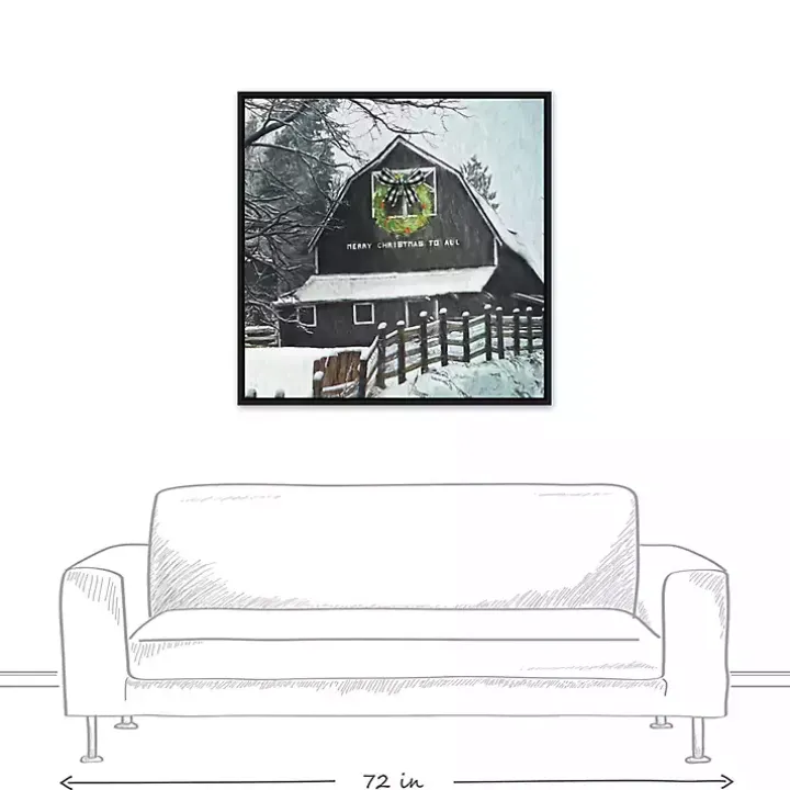 Framed Merry Christmas Barn Canvas Art Print