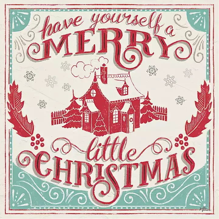Framed Retro Merry Lil Christmas Canvas Art Print