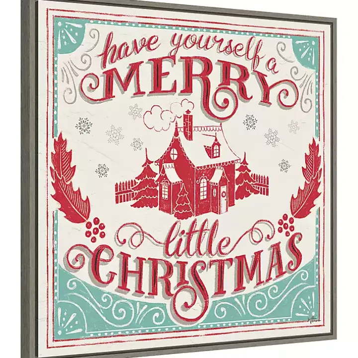 Framed Retro Merry Lil Christmas Canvas Art Print