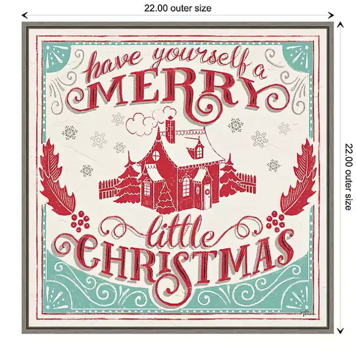Framed Retro Merry Lil Christmas Canvas Art Print