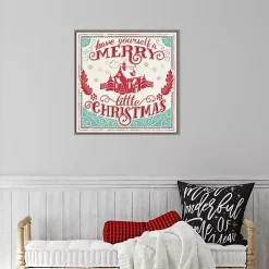 Framed Retro Merry Lil Christmas Canvas Art Print