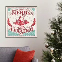 Framed Retro Merry Lil Christmas Canvas Art Print