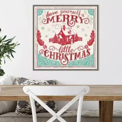 Framed Retro Merry Lil Christmas Canvas Art Print