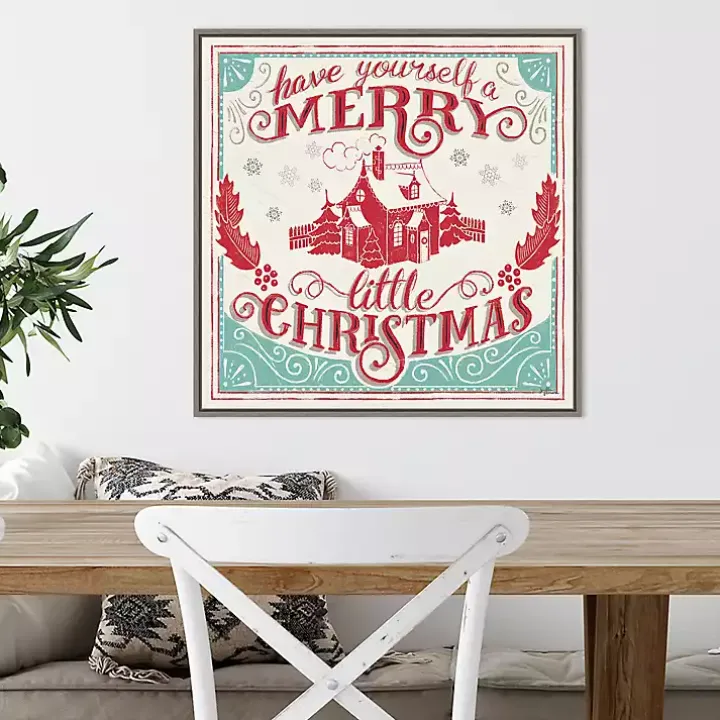 Framed Retro Merry Lil Christmas Canvas Art Print