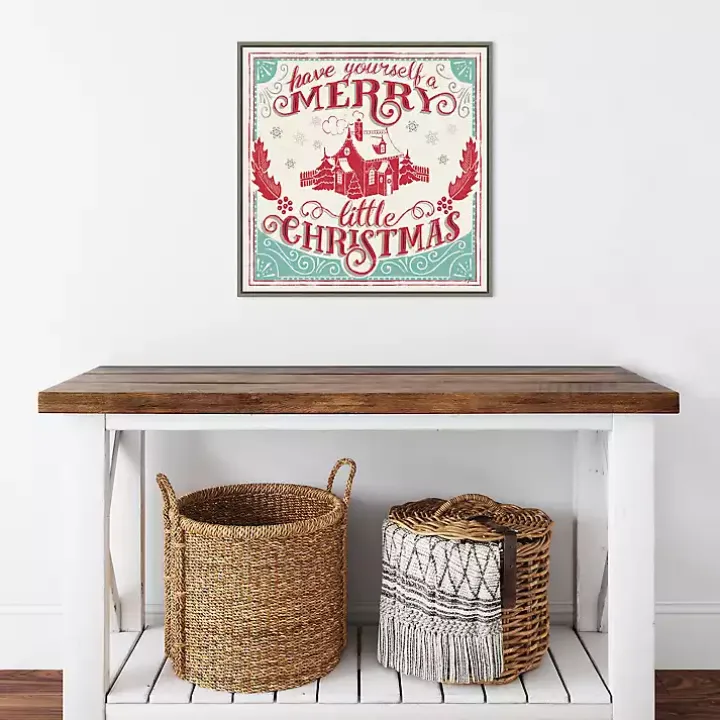 Framed Retro Merry Lil Christmas Canvas Art Print