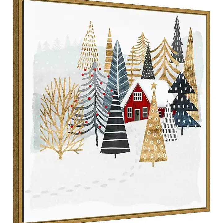 Framed Winter Landscape Christmas Canvas Art Print