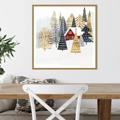 Framed Winter Landscape Christmas Canvas Art Print