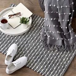 French Blue Recycled Cotton Accent Rug, 2x3