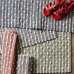 French Blue Recycled Cotton Accent Rug, 2x3