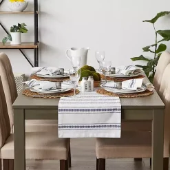 French Blue Zig Zag Stripe Table Runner, 72 in.