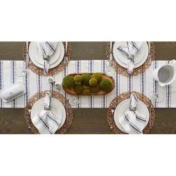 French Blue Zig Zag Stripe Table Runner, 72 in.