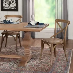 French Country X-Back Dining Chairs, Set of 2
