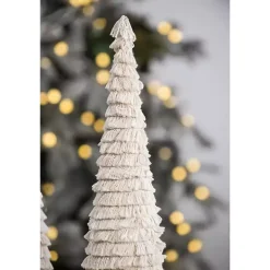 Fringe Embellished Christmas Trees, Set of 2
